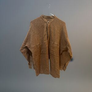 ISSEY MIYAKE PLANTATION BROWN HENLEY 2 POCKET SHIRT SIZE MEDIUM MADE IN JAPAN‎